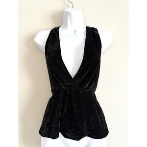 Vintage Y2K Express Black Velvet Halter Top Womens 8 Dark Fairy Whimsigoth Party